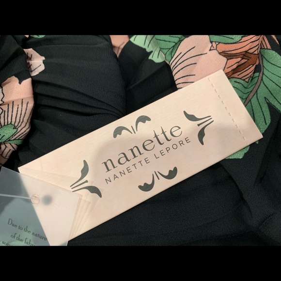 NANETE LEPORE Floral Mock Neck Sleeveless Smocked Midi Dress Black and Pink Sz 6 - Picture 13 of 13